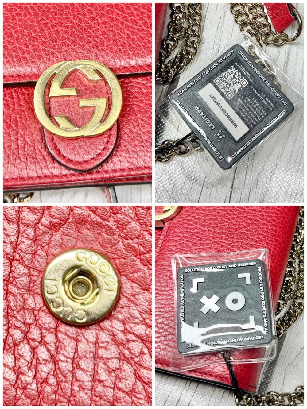 PRE LOVED Gucci Leather Interlocking G Wallet on Chain Crossbody Bag - Picture 8 of 10